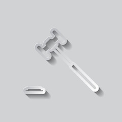 Judge gavel simple icon vector. Flat design. Paper style with shadow. Gray background.ai