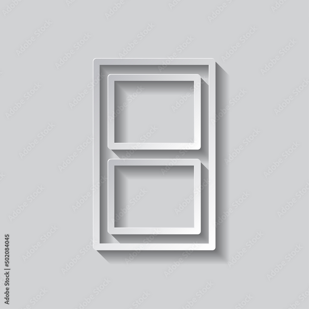 Poster number eight, numeral simple icon vector. flat design. paper style with shadow. gray background.ai