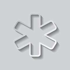 Medical symbol simple icon vector. Flat design. Paper style with shadow. Gray background.ai