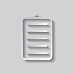 Notepad simple icon vector. Flat design. Paper style with shadow. Gray background.ai
