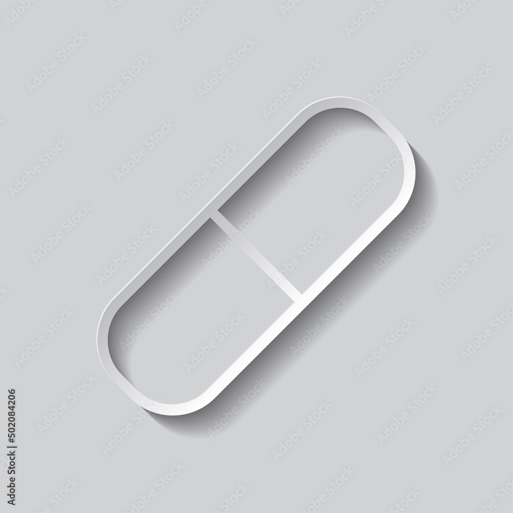 Aufkleber pill simple icon vector. flat design. paper style with shadow. gray background.ai