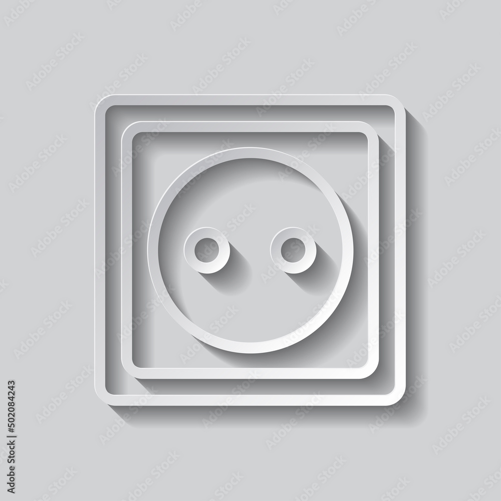 Aufkleber power socket simple icon vector. flat design. paper style with shadow. gray background.ai