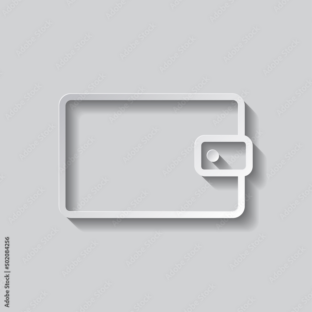 Poster purse simple icon vector. flat design. paper style with shadow. gray background.ai