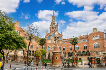 Fototapeta na wymiar Hospital de la Santa Creu i Sant Pau complex, the world's largest Art Nouveau Site in Barcelona, Spain