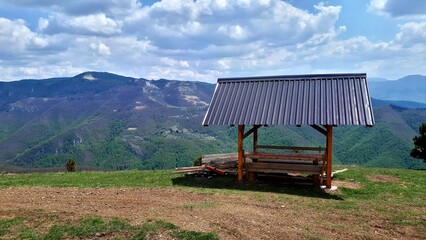 Mountain hut on mountain peak Motka near Sarajevo, Bosnia and Herzegovina