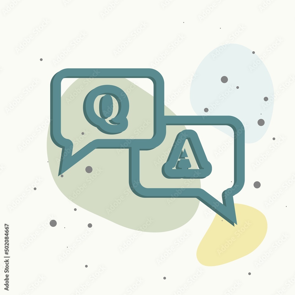 Poster question answer icon. flat image speech bubbles question and answer on multicolored background.
