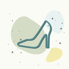 Vector icon of a shoe. Women's high-heeled shoes on multicolored background.