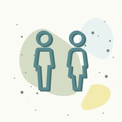 Fototapeta premium Vector icon of toilet and bathroom. Plate on the door wc on multicolored background.