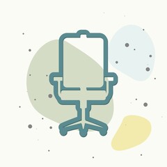 Vector icon office chair on multicolored background.
