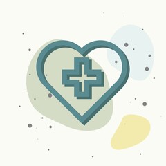 Obraz premium Vector icon of the cross in the heart. Vector illustration of medicine on multicolored background.