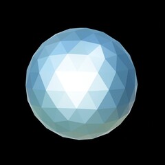 Blue pastel geometric ore, low poly. 3d rendering. Decorative ball.