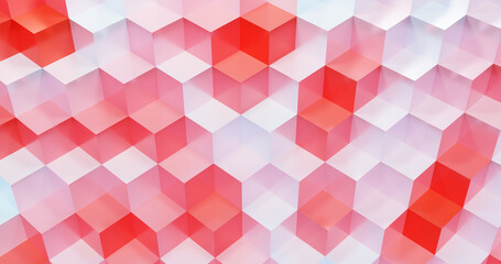 Abstract red and white cubes pattern background. 3d rendering.