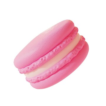 Strawberry Macaron side picture. 3d rendering.	