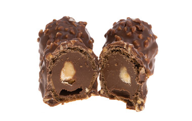 chocolates with hazelnuts isolated