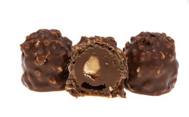 chocolates with hazelnuts isolated