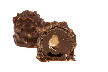 chocolates with hazelnuts isolated
