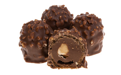 chocolates with hazelnuts isolated