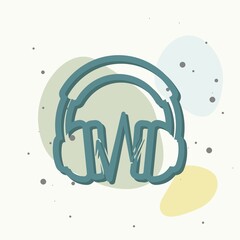 Headphones vector icon. Flat headphones on multicolored background.