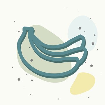 Vector banana icon on multicolored background.