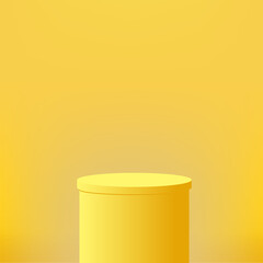 Abstract minimal scene with geometric forms. Yellow podium in yellow background for product presentation. Vector