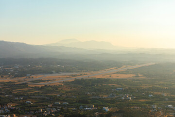 Beautiful mountain landscape at sunset, Rhodes, Greece