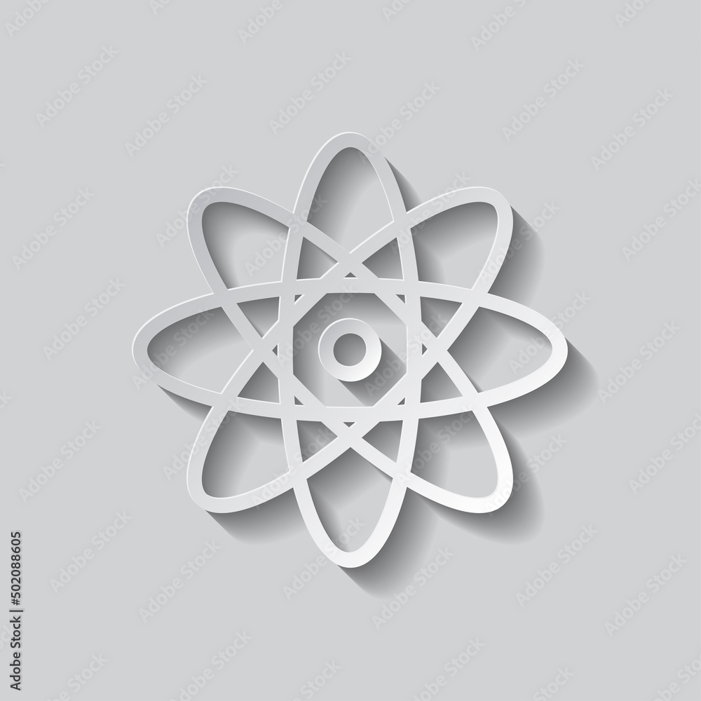 Poster atom simple icon vector. flat design. paper style with shadow. gray background.ai