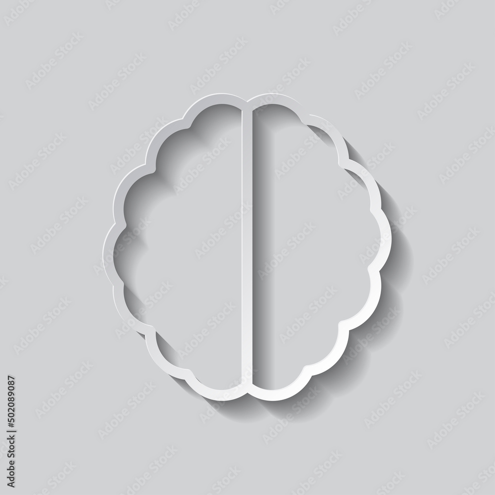 Poster brain simple icon vector. flat design. paper style with shadow. gray background.ai