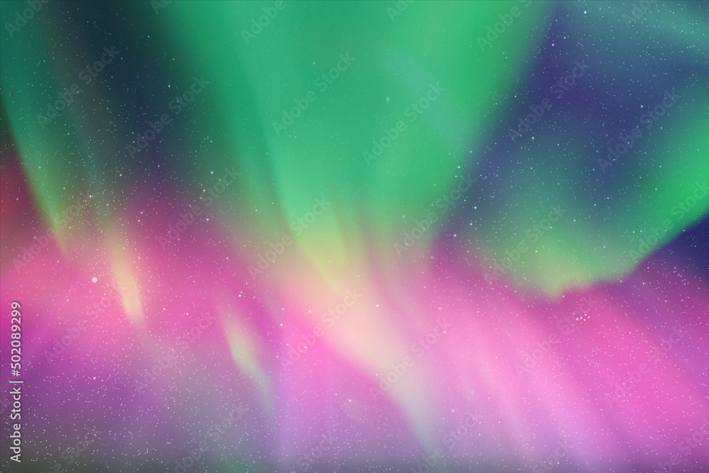 Sticker colorful polar lights. night starry sky. purple green aurora borealis