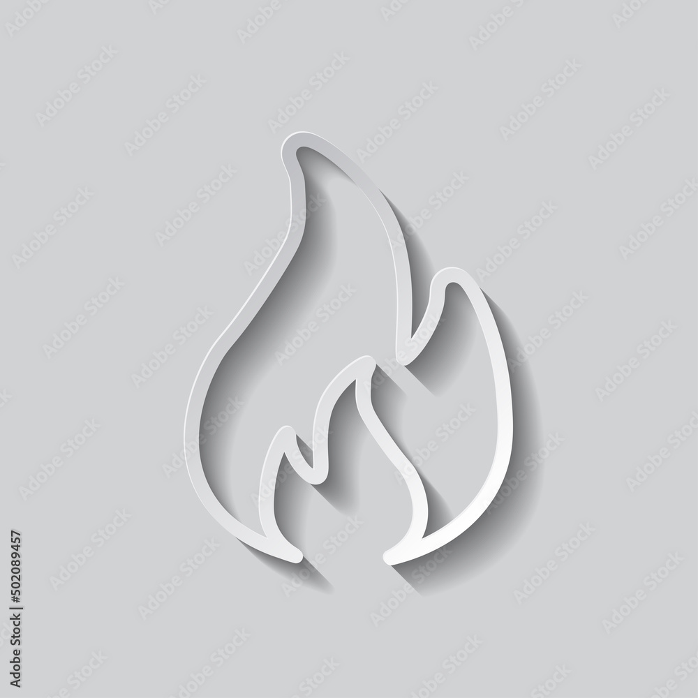 Poster fire simple icon vector. flat design. paper style with shadow. gray background.ai