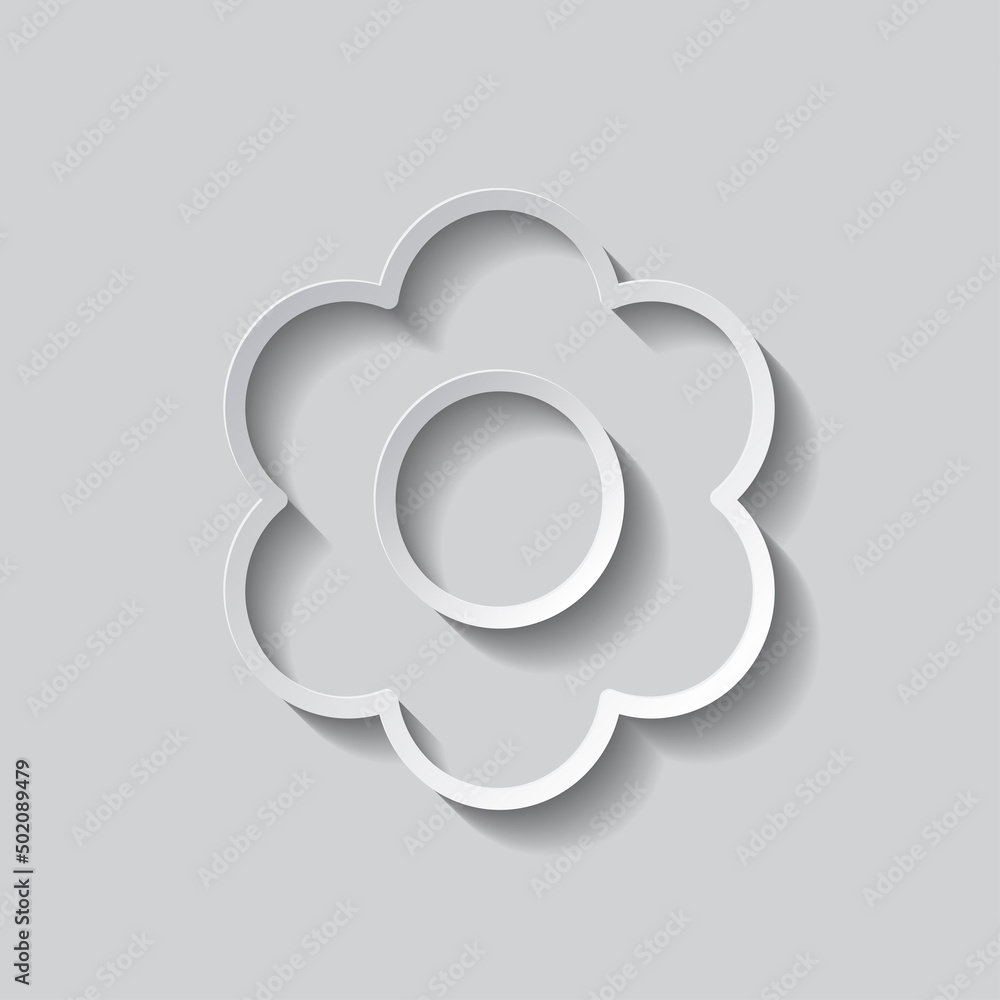 Poster flower simple icon vector. flat design. paper style with shadow. gray background.ai