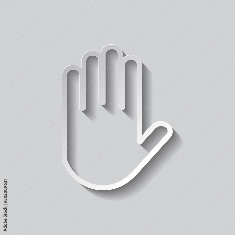 Aufkleber hand simple icon vector. flat design. paper style with shadow. gray background.ai