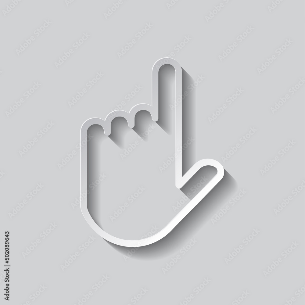 Aufkleber hand vector simple icon. flat design. paper style with shadow. gray background.ai