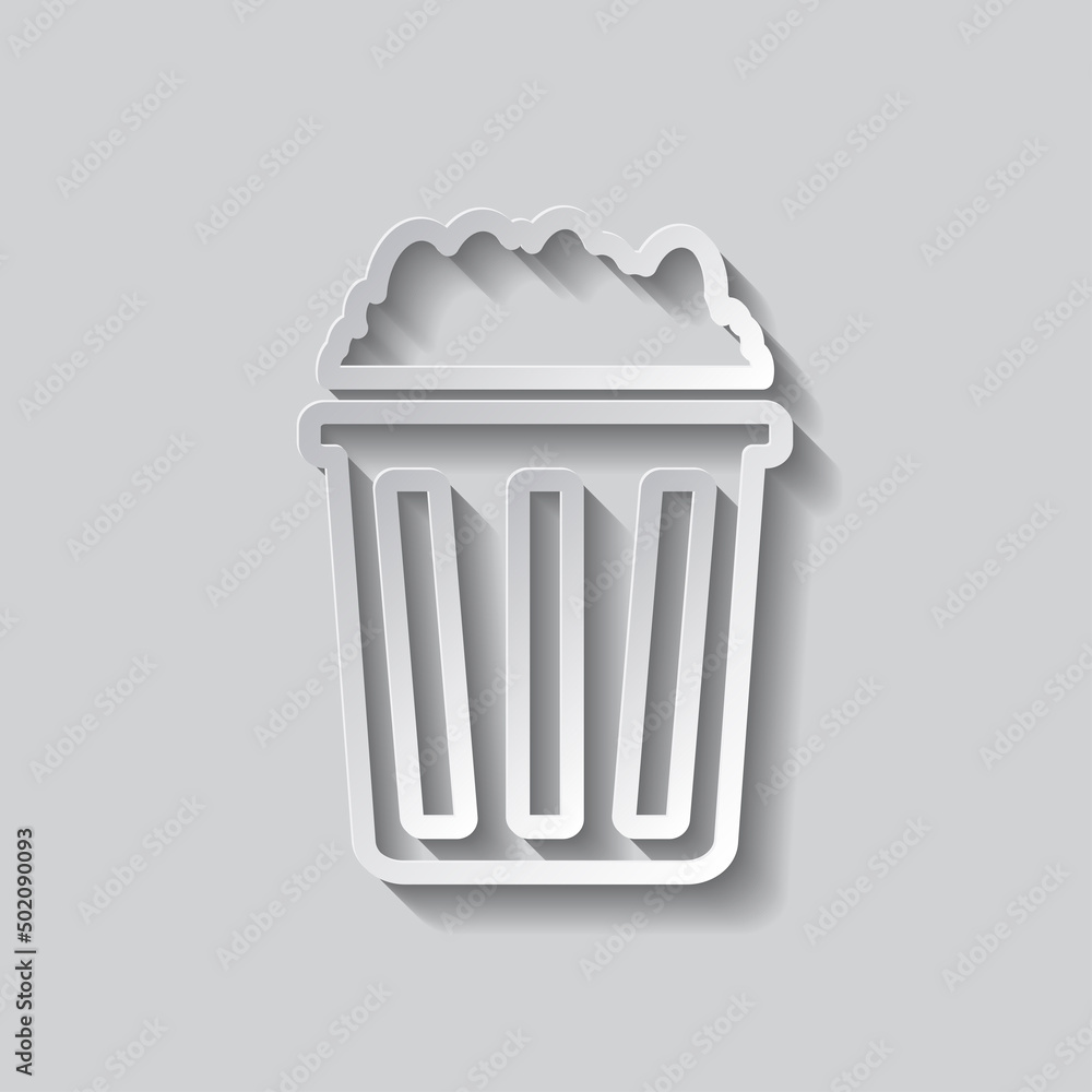 Poster popcorn simple icon vector. flat design. paper style with shadow. gray background.ai