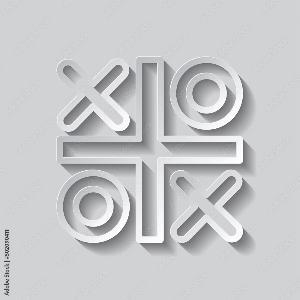 Aufkleber tic tac toe simple icon vector. flat design. paper style with shadow. gray background.ai