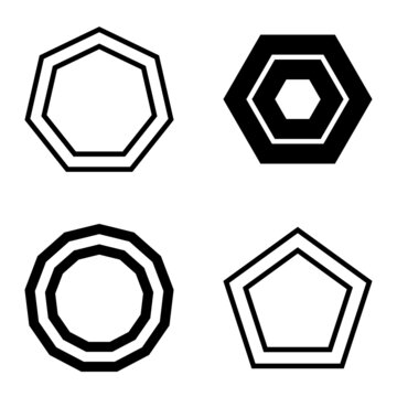 Polygon2 Flat Icon Set Isolated On White Background