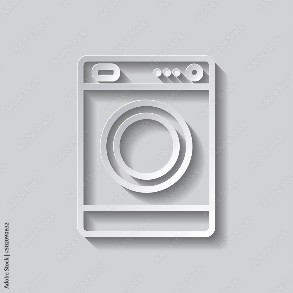 Poster washer simple icon vector. flat design. paper style with shadow. gray background.ai