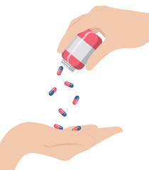 Hands with pills. Health care concept.