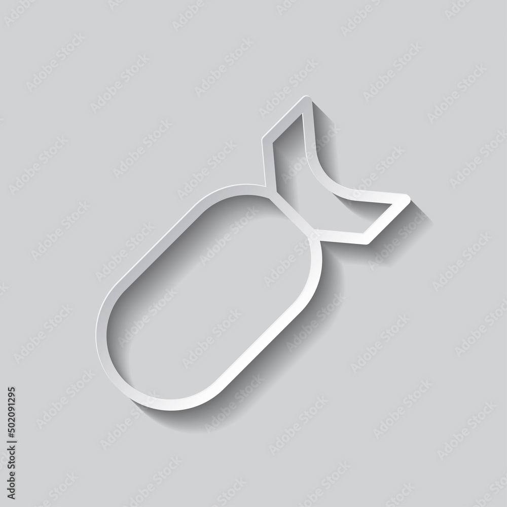 Poster bomb simple icon vector. flat design. paper style with shadow. gray background.ai
