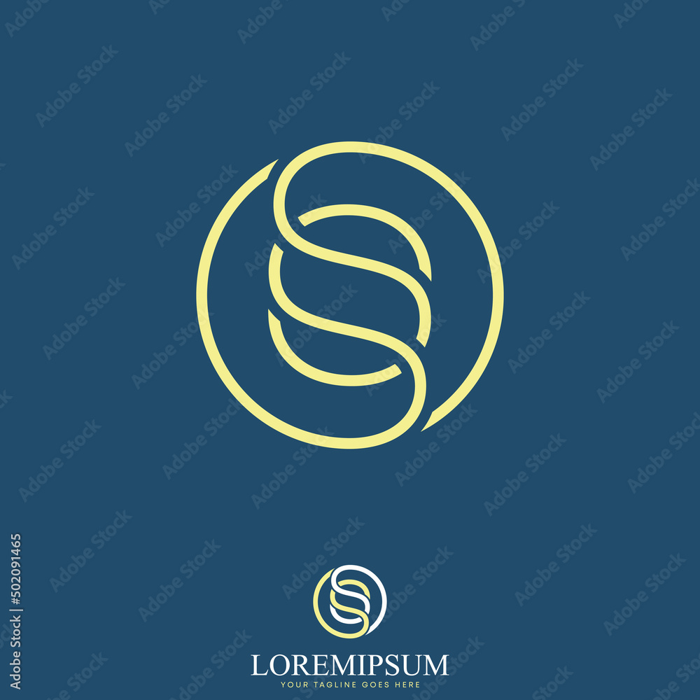Poster letter or word ss double line font in circle image graphic icon logo design abstract concept vector 