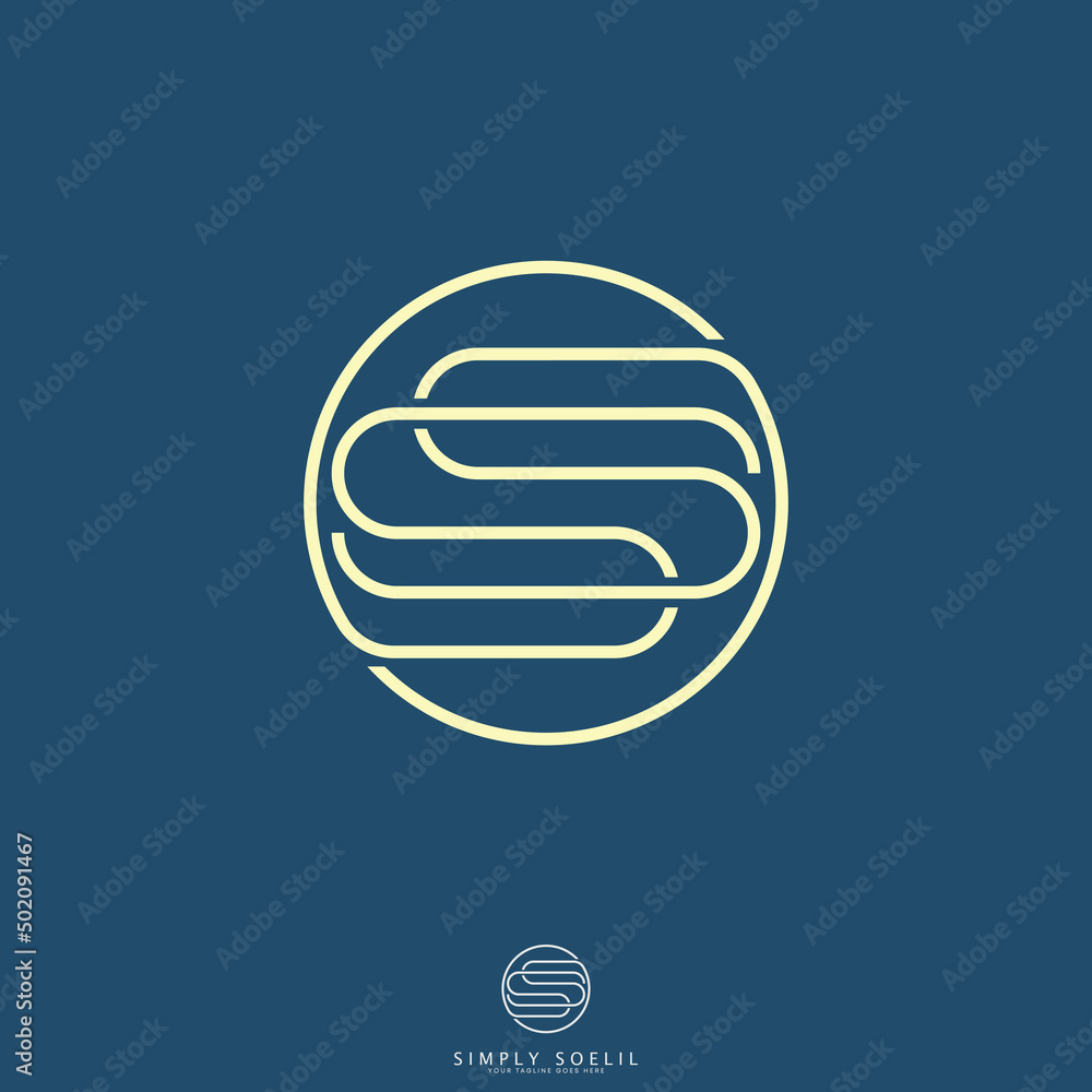 Poster letter or word ss double line font in circle and flip image graphic icon logo design abstract concep
