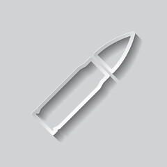 Bullet simple icon. Flat design. Paper style with shadow. Gray background.ai