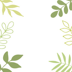 Soft colored background with tropical leaves. Boho style.