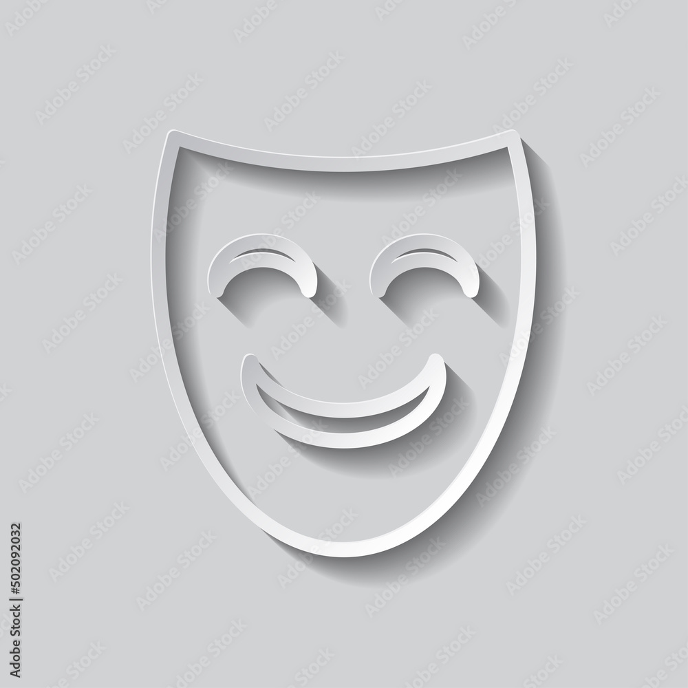 Poster mask simple icon vector. flat design. paper style with shadow. gray background.ai