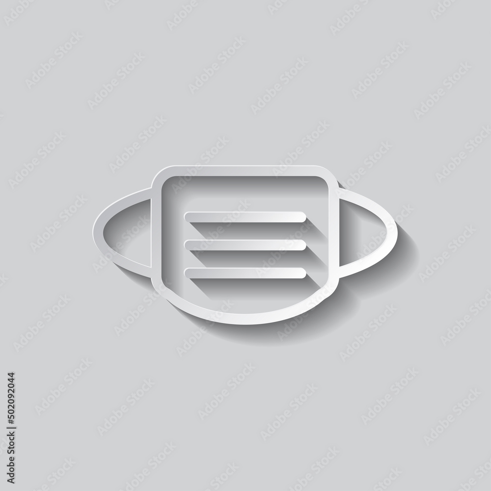 Poster mask simple icon, vector. flat design. paper style with shadow. gray background.ai