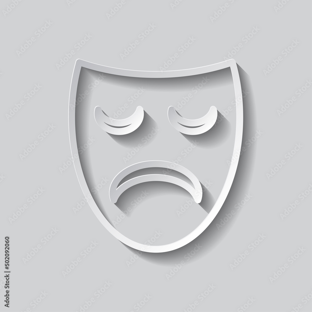 Poster mask simple vector icon. flat design. paper style with shadow. gray background.ai