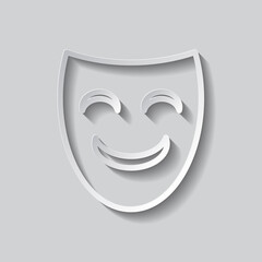 Mask simple icon vector. Flat design. Paper style with shadow. Gray background.ai