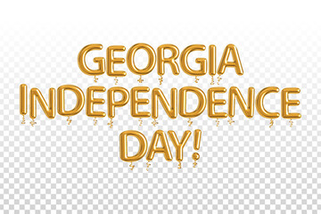 Vector realistic isolated golden balloon text of Georgia Independence Day on the transparent background.