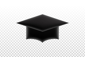 Vector 3D realistic isolated Graduation Cap on the transparent background.