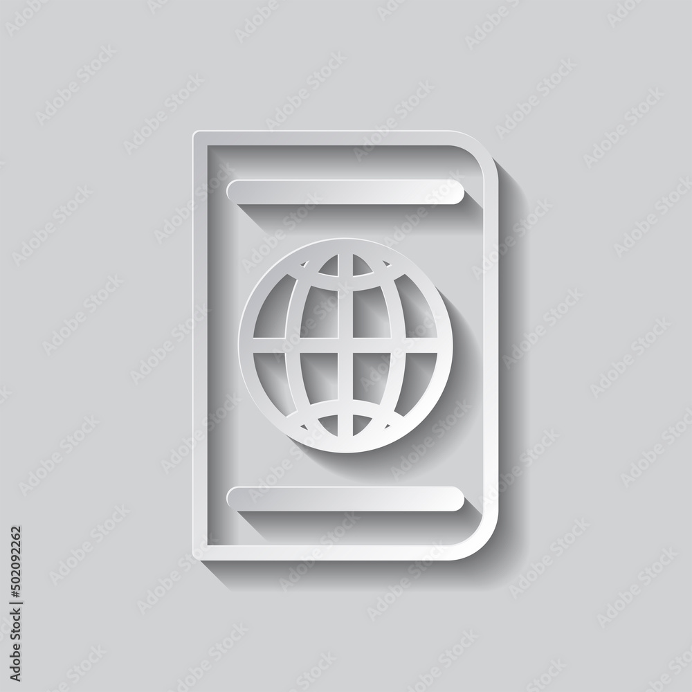 Poster passport simple icon. flat design. paper style with shadow. gray background.ai