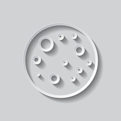 Fototapeta premium Moon simple icon. Flat design. Paper style with shadow. Gray background.ai